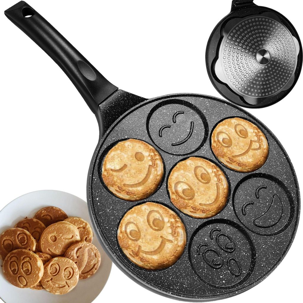 Spiegeleipfanne Pancake Pfanne Kinder mit Smiley Motiv Form Maker Eierpfanne für Pancakes Induktion Glaskeramik Gas Elektro Ø26cm 19317