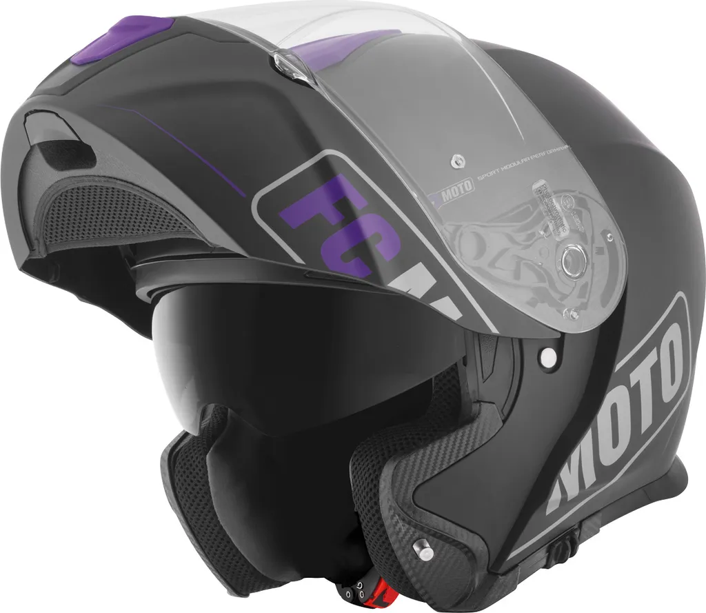 Casque Novo Straight FC-Moto Noir et Violet avec Visière Solaire XS