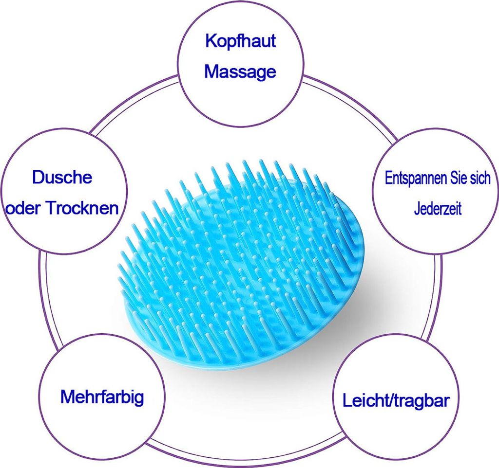 Silikon Kopfhautmassage-Bürste Mit Griff | Shampoo-Bürste Für Haarwuchs & Durchblutung | Farbe: Rosarot