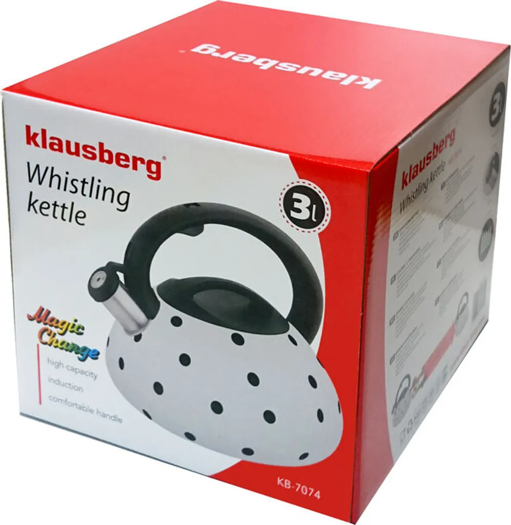 Bouilloire sifflante induction 3L Klausberg en acier durable