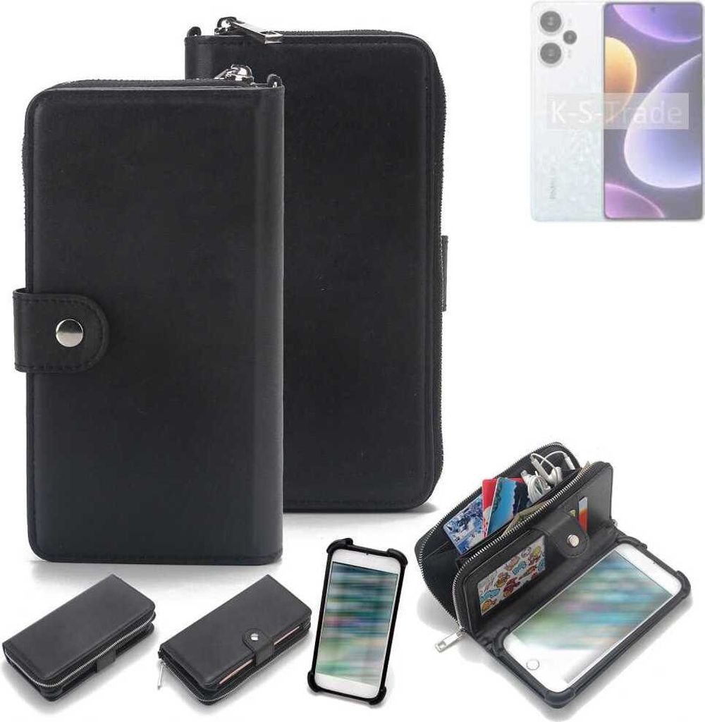K-S-Trade 2in1 Handyhülle Schutzhülle kompatibel mit Xiaomi Redmi Note 12 Turbo & Portemonnee Cover Handy Hülle Case Etui Geldbörse Wallet