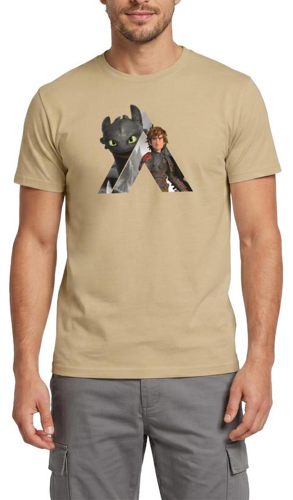 Spreadshirt Drachenzähmen Leicht Gemacht Ohnezahn und Hicks Männer T-Shirt, 3XL, Sandbeige