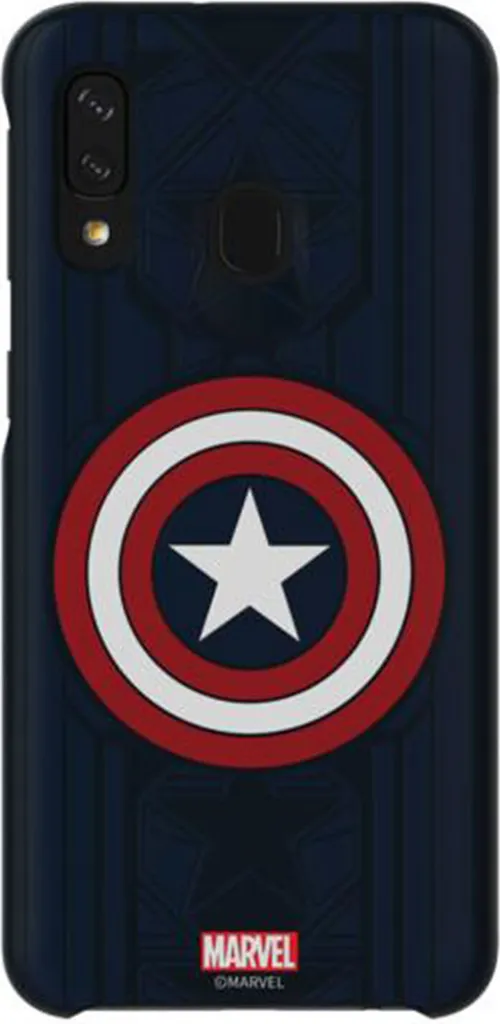 Coque Samsung GP-FGA405HIBLW Avengers Captain America Bleu pour Galaxy A40