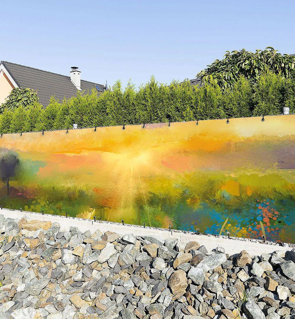 Zaunbanner Sonnenaufgang Sichtschutz Garten Zaun