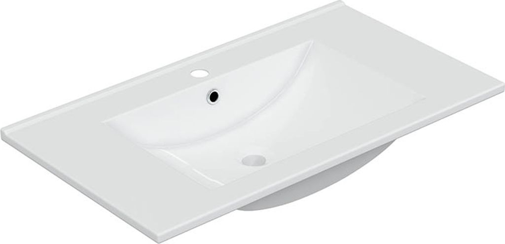 Waschbecken >Keramik 80< in Weiß, Keramik - 81,5x18x46cm (BxHxT)