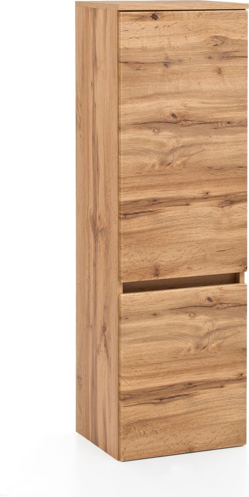 Midischrank "Villach" aus MDF in wotaneiche mit 2 Türen und 2 Einlegeböden. Abmessungen (B/H/T) 40x130x35 cm