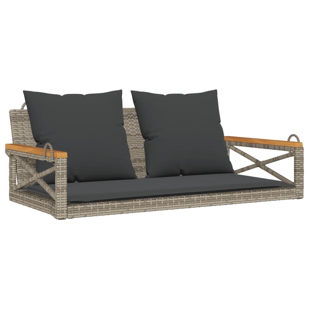 vidaXL Závěsná lavice s polštáři šedá 109x62x40 cm Poly Obrázek produktu 