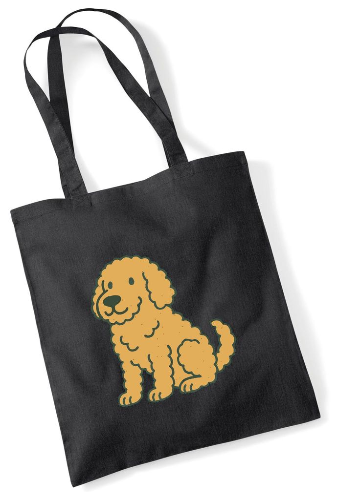 Huuraa Jutebeutel Goldendoodle Comic Goldiepoo 10 Liter Black Baumwolle Tasche Geschenkidee