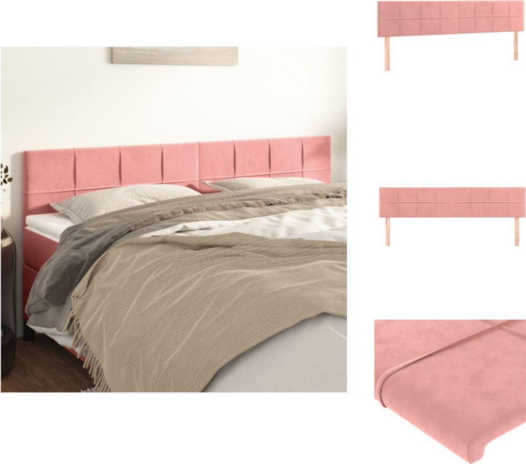 vidaXL Kopfteile 2 Stk. Rosa 80x5x78/88 cm Samt - Kopf- & Fußenden