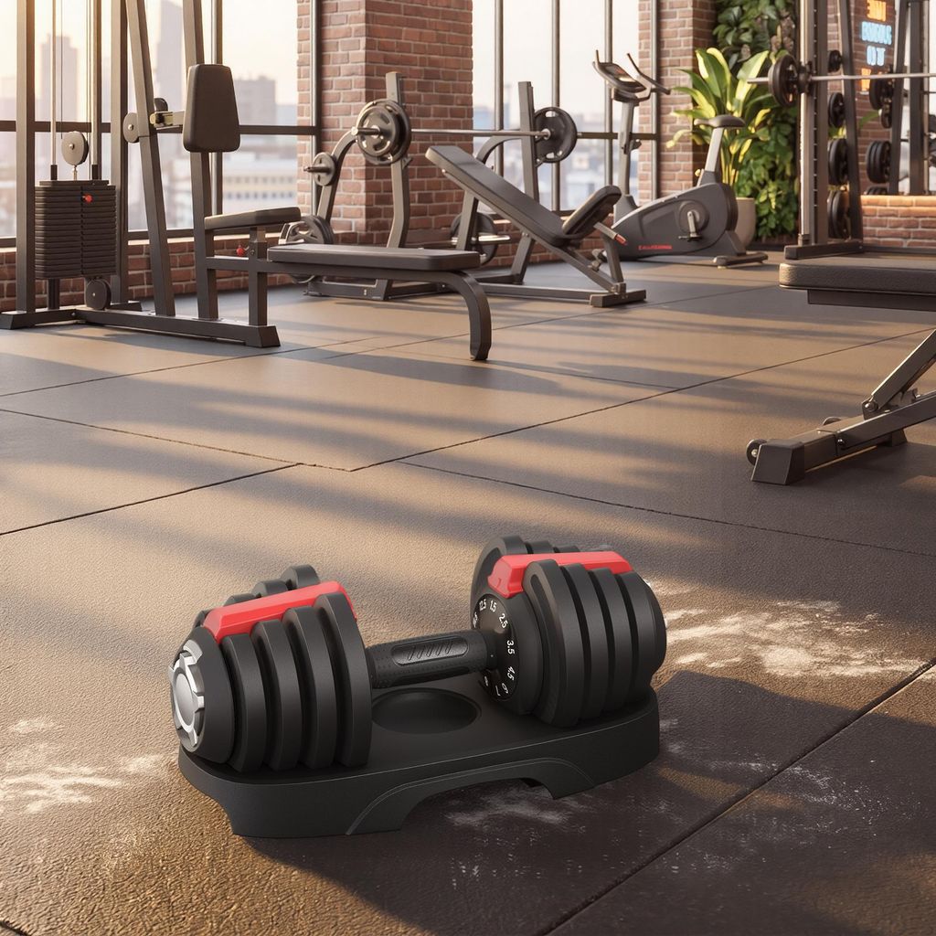 SONGMICS Kurzhanteln 2er set, verstellbar, 11-in-1, 1,5 kg bis 12,5 kg, mit Ständer, schwarz-rot