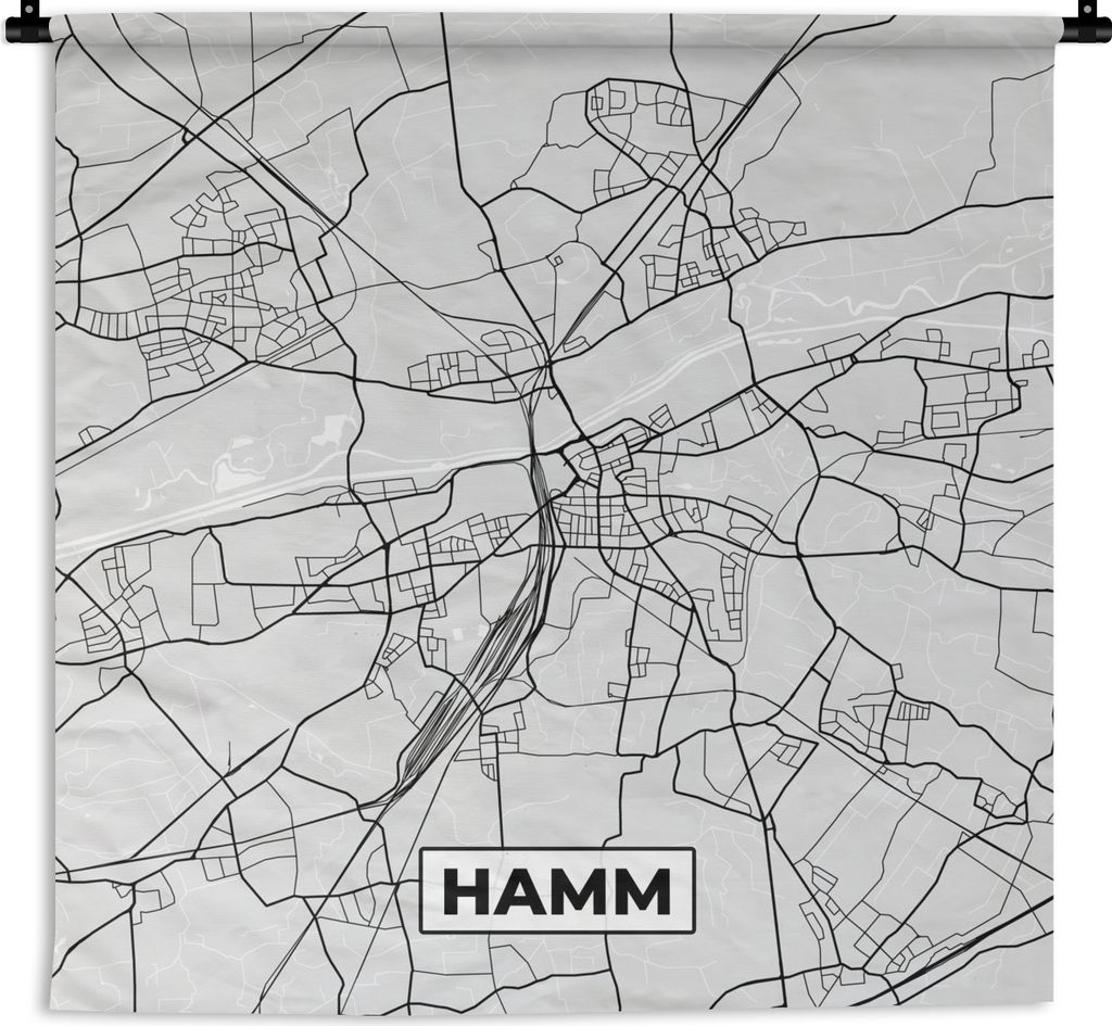 MuchoWow Wandteppich Wandbehang Karte - Hamm - Stadtplan - Deutschland 150x150 cm Tapisserie Dekoration Wandtuch - Wohnaccessoires - Modernes