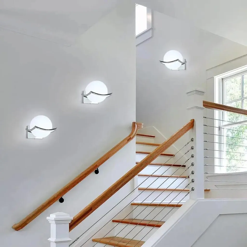 Applique Murale Sphérique en Fer Durable - Éclairage LED E27 sans Pose - 5