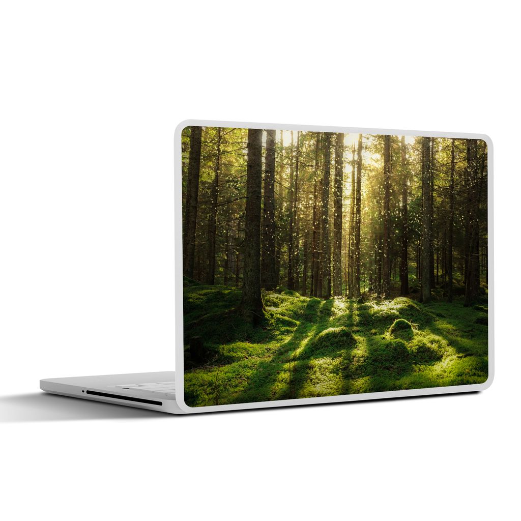 MuchoWow Laptop Aufkleber Sticker Cover Bäume - Wald - Moos - Pflanzen - Sonne - Natur 31x22.5 cm - Laptop-Deko