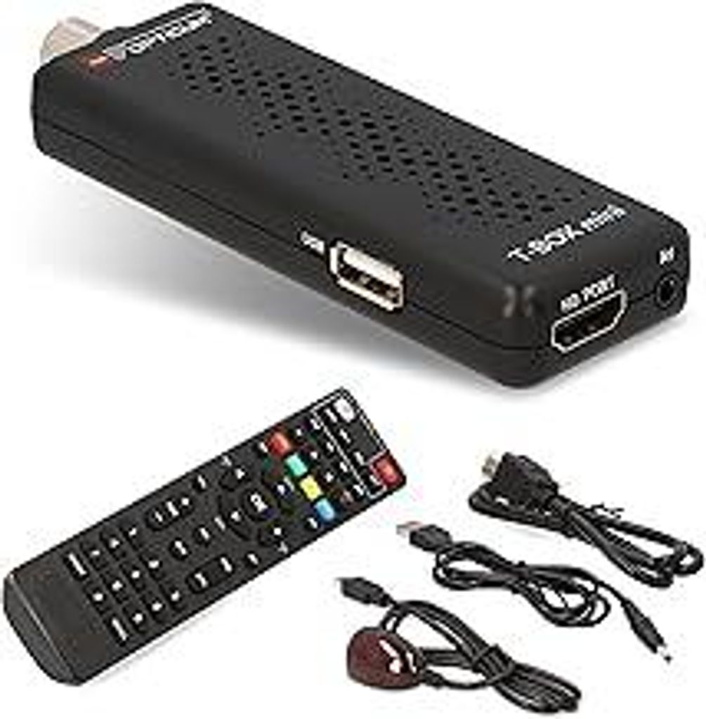 RED OPTICUM T-Box Mini DVB-T2/C Digital Full HD Receiver, H.265 HEVC, HDMI, USB 2.0, Schwarz, mit Fernbedienung, IR-Sensor, EPG, Teletext, PVR-Funk...