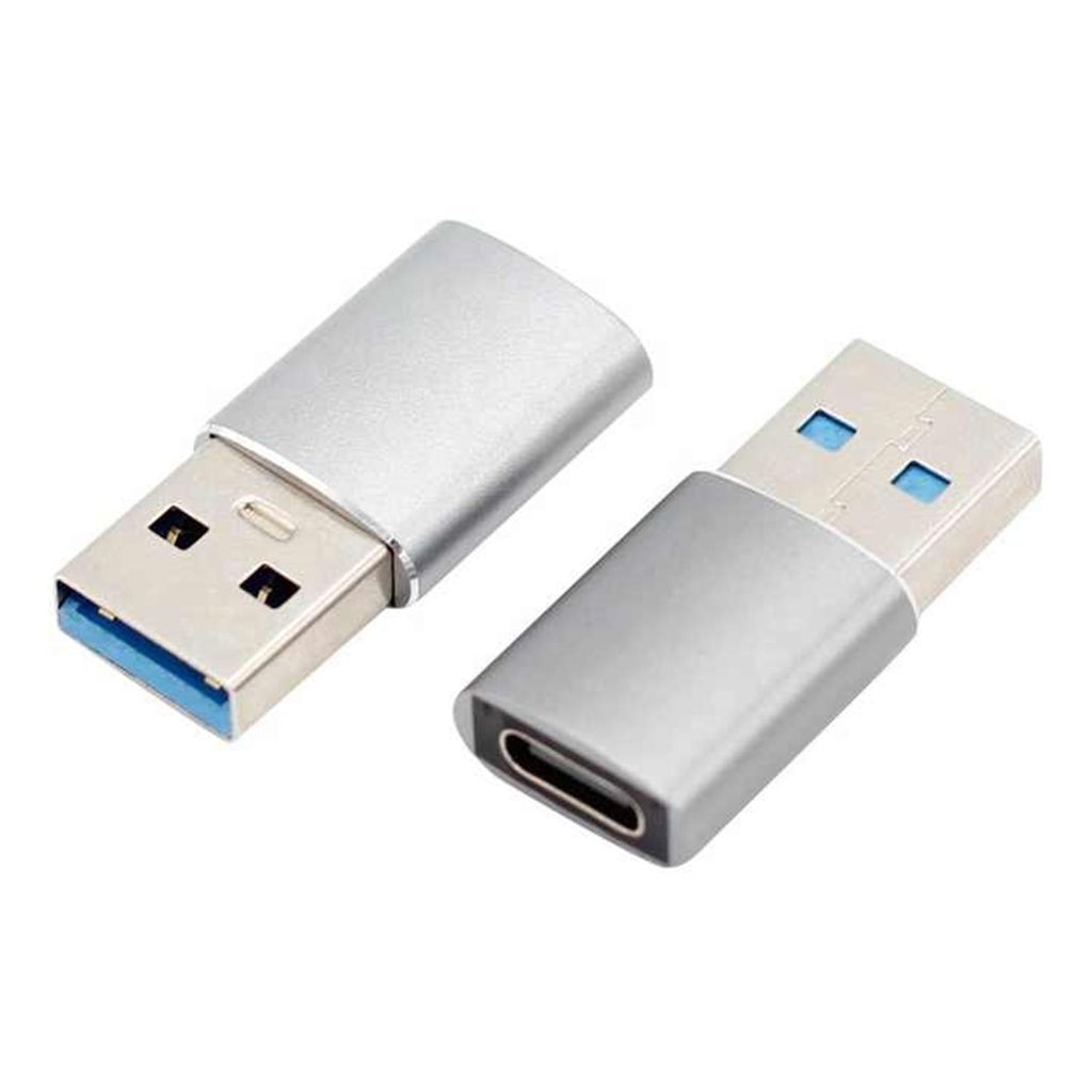 NEUNX USB C auf USB Adapter 3.0 USB A Stecker auf USB C Buchse Ladeadapter Konverter für PC Computer Laptop Notebook Macbook Mac Aluminium Silber