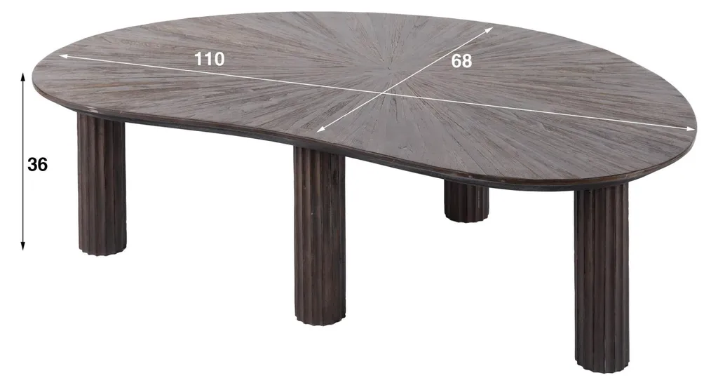 Table basse teck marron 110cm FURNLUX : fini les meubles fragiles
