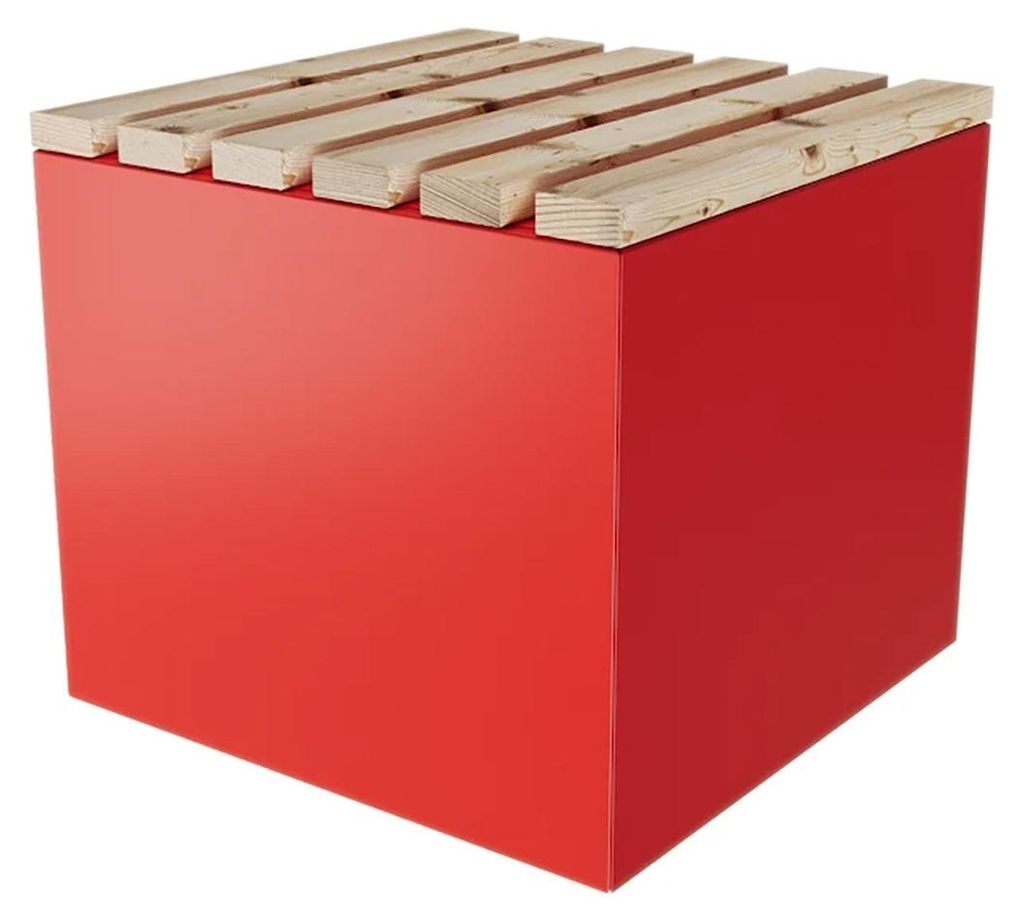 Garten Sitzwürfel Sitzhocker Sitzbox Sitzbank mit Stauraum aus Stahl & Lärche 50 x 45 x 50