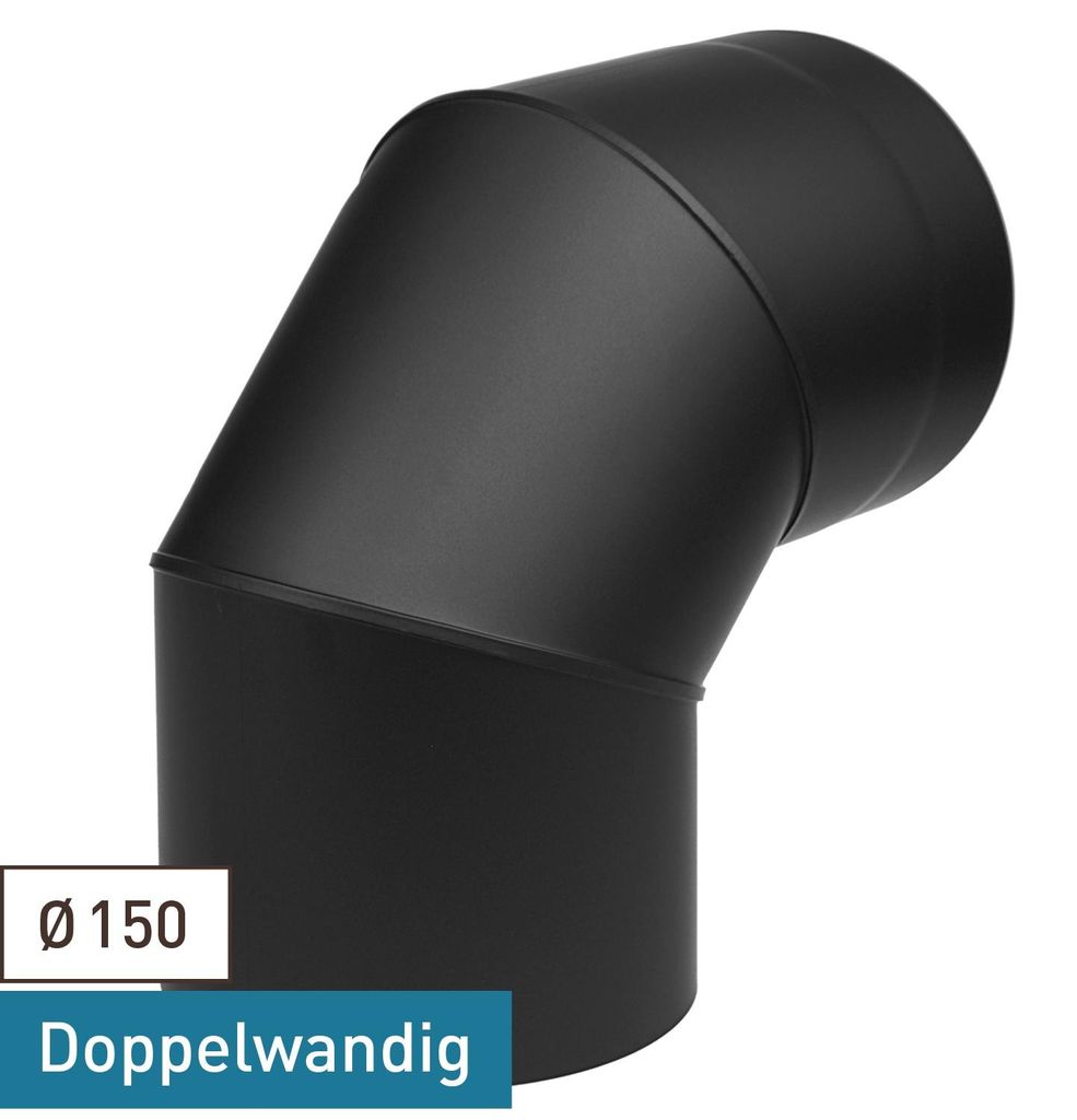 Raik Coltherm Rauchrohrbogen 150mm schwarz doppelwandig 90° Produktbild 