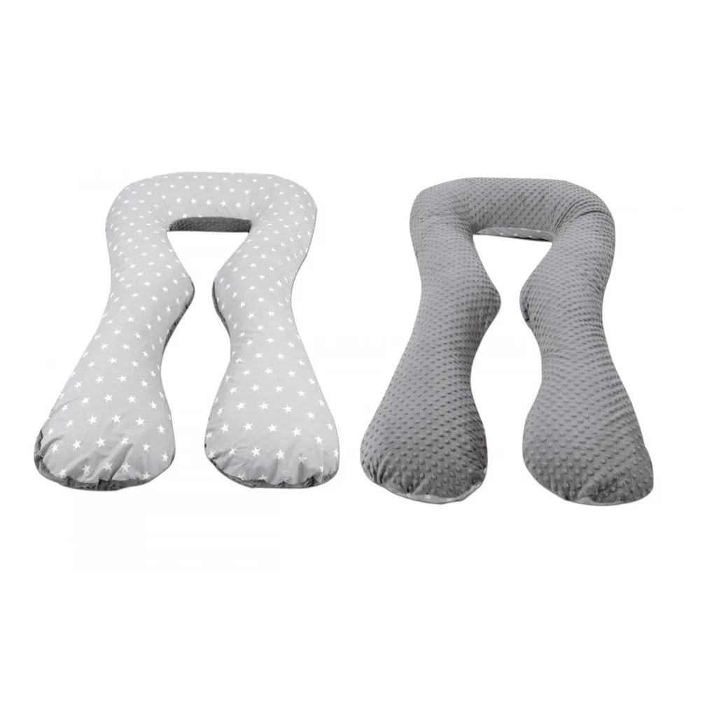 Coussin de grossesse en U en coton minky gris pour un sommeil réparateur