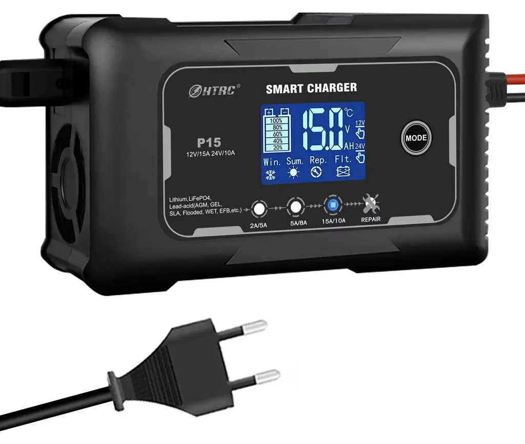 Chargeur de batterie de voiture automatique 12V 24V universel avec prise UE