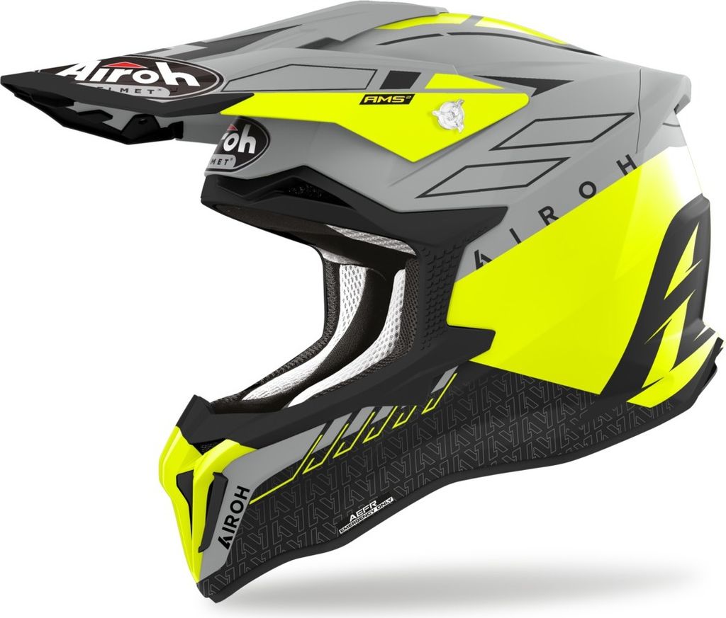 Crosshelm Schutzhelm Motorradhelm Quad AIROH Strycker Skin Gelb Grau Größe XL