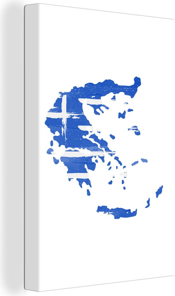 OneMillionCanvasses - Leinwandbilder - 90x140 cm, Griechenland - Karte - Flagge, Wandbilder Kunstdruck Wanddekoration - Foto auf Leinwand - Gemä...