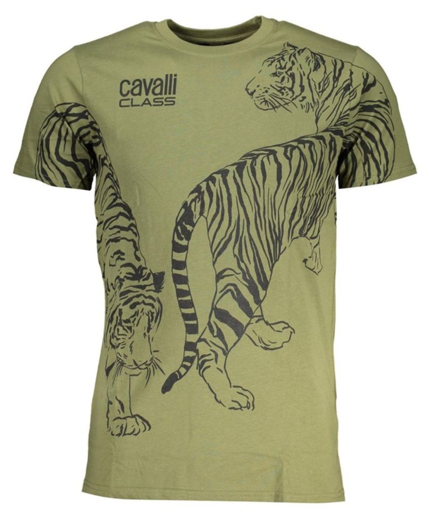 Cavalli Class Tigerprint TShirt Grün Kurzarm : Größe - XL Größe: XL