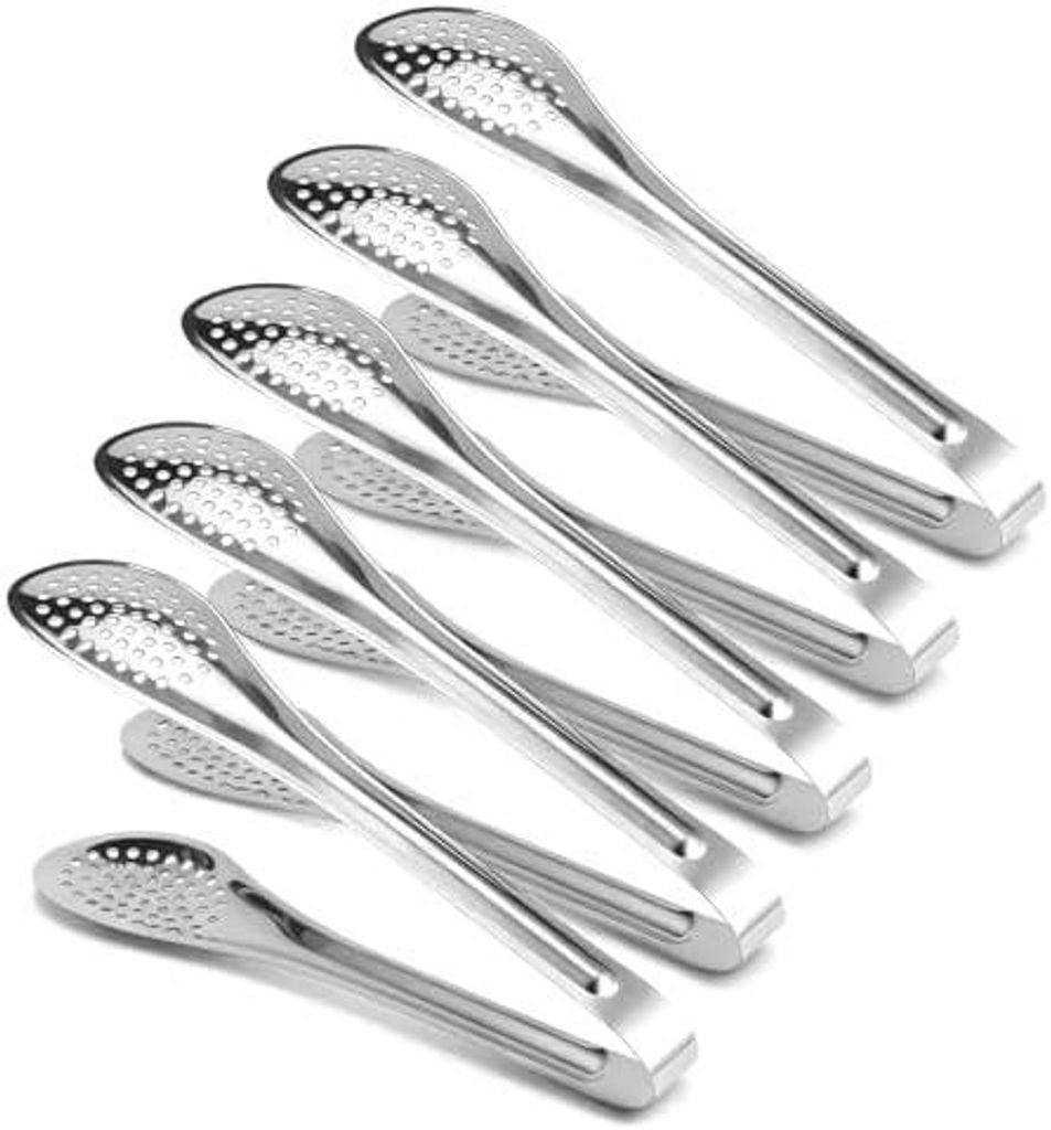 Servierzange Edelstahl, Premium Kš¹chen Food Tongs mit Netzdesign fš¹r Salate, Brote und Gegrilltes, 22,5 x 1,8 x 4,7 cm, 5 Stš¹ck fš¹r Par...