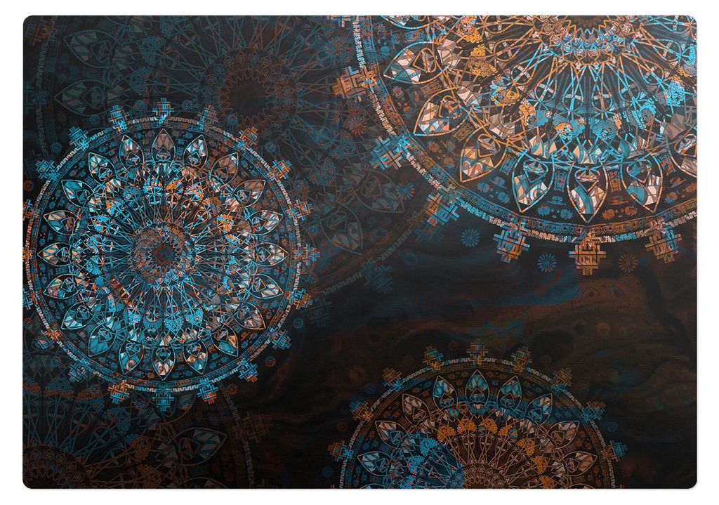 Geometrische Mandalas – Bodenschutzmatte – Stuhlunterlage 100x100 cm – Rutschfest – Hartbodenmatte