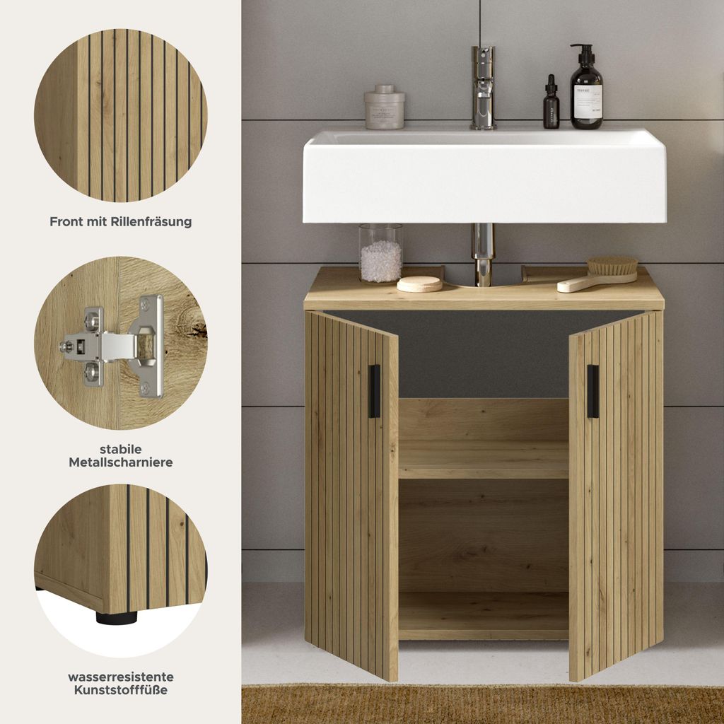Mone Waschbeckenunterschrank 2 Türen Eiche Nachbildung. Produktbild 