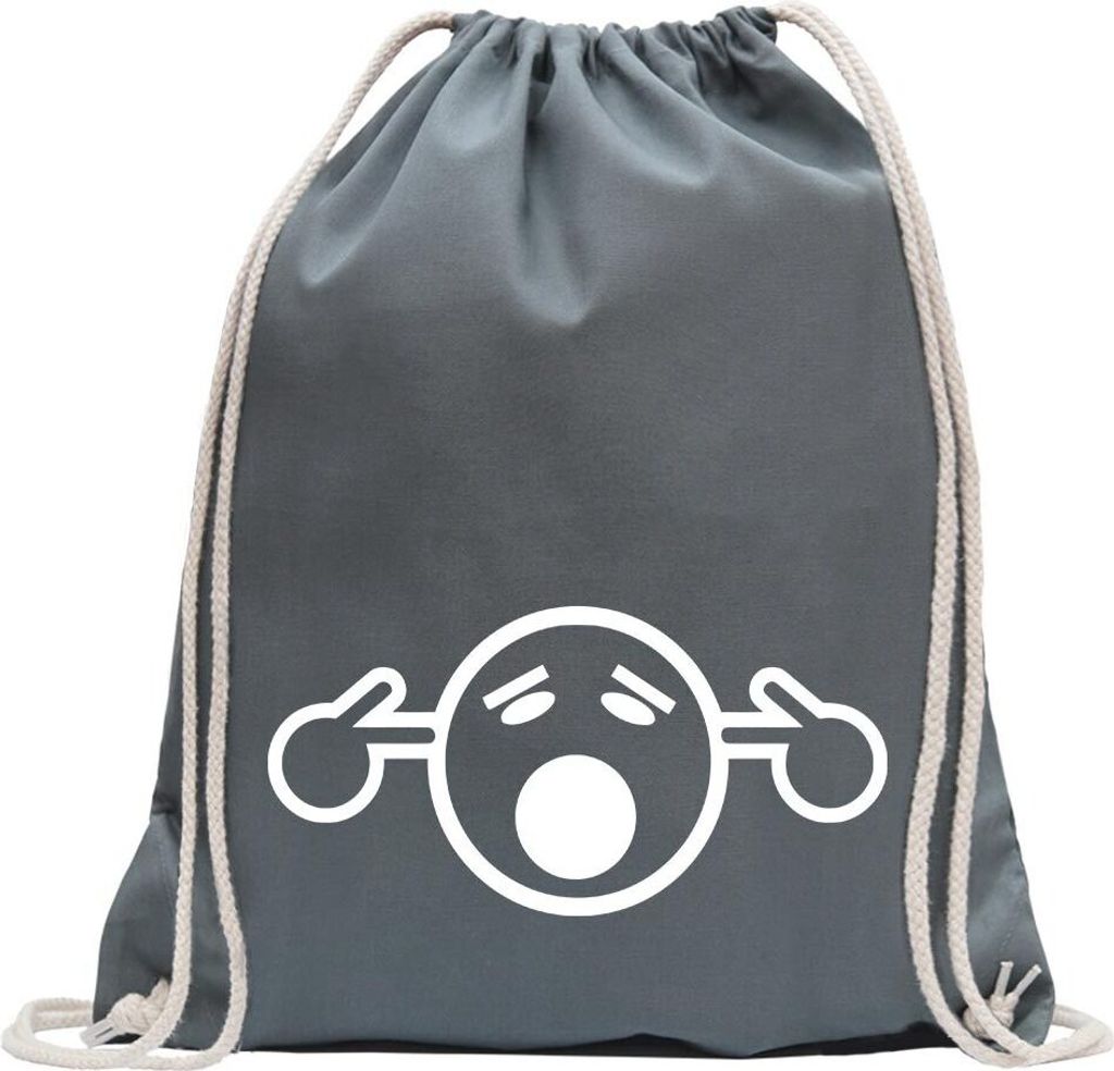 Kiwistar - Turnbeutel - stahlgrau - Too Loud - Laute Musik - Motor - Fun Rucksack Sport Beutel Gymsack Baumwolle mit Ziehgurt