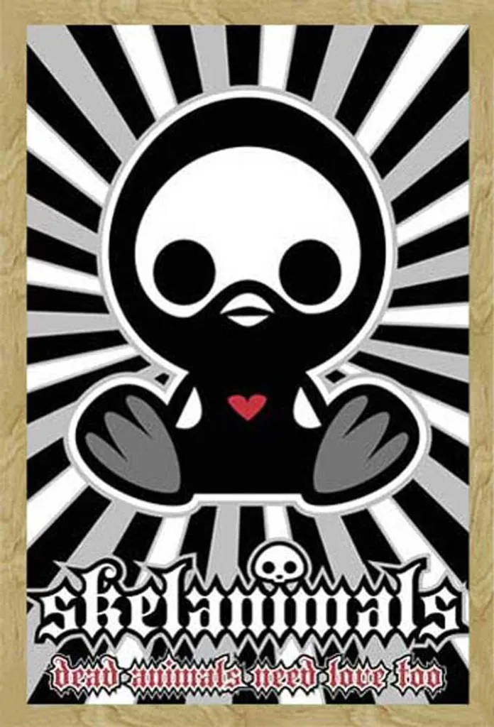Poster Skelanimals Pen the Penguin avec cadre en bois MDF hêtre 61x91,5cm
