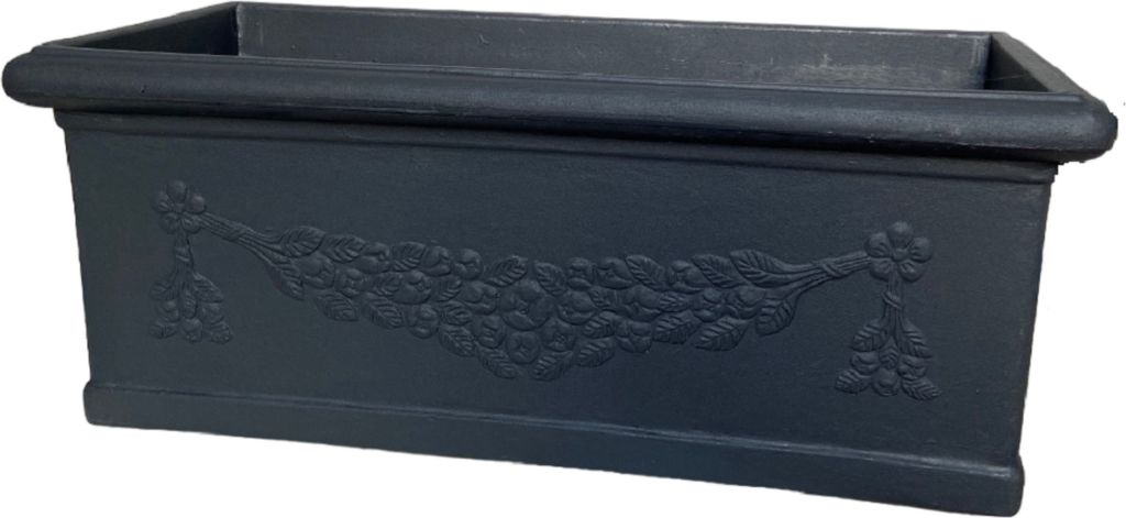 Garden Italia Vases GCF festonierter Übertopf. Seite 90 cm. Höhe 36 cm. Hergestellt in Italien. Harzbox. Anthrazitfarben – Frostbeständig – ...