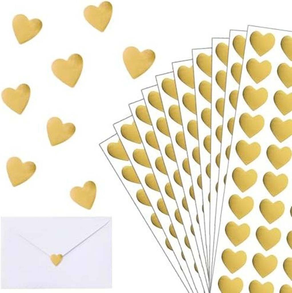 Herz Aufkleber, 600 Stück, Glitzer Herz Aufkleber, Selbstklebend Herzform Sticker Etiketten Für Valentinstag Hochzeit Geschenkbeutel DIY Handwerk...
