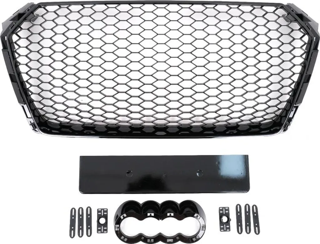 Grille de Radiateur pour Audi A4 S4 B9 Style RS en Finition Noir Laqué