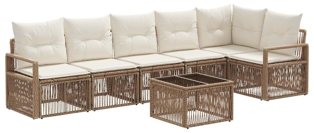 Gartensofa-set 7 pcs Beige Poly-Rattan