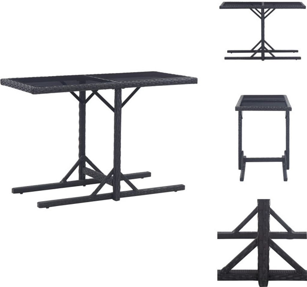 vidaXL Tavolo da giardino nero 110×53×72 cm in vetro e poly Immagine del prodotto 