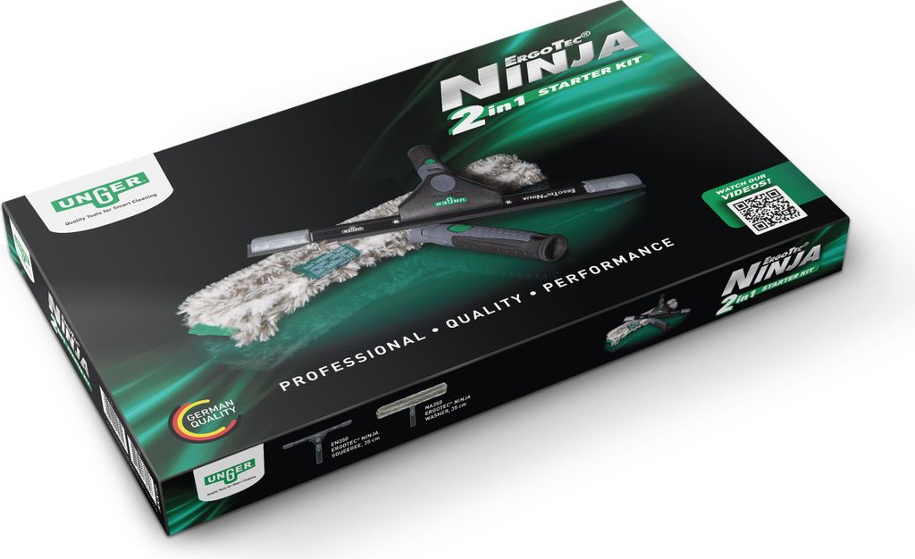UNGER ErgoTec NINJA Fensterreinigungs Starter-Set 2in1 Produktbild 