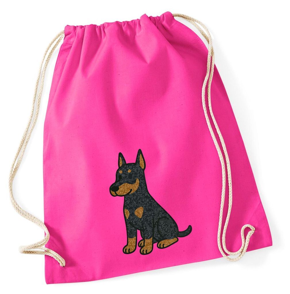 Huuraa Turnbeutel Dobermann Comic Dobi 12 Liter Fuchsia Baumwolle Rucksack Geschenkidee