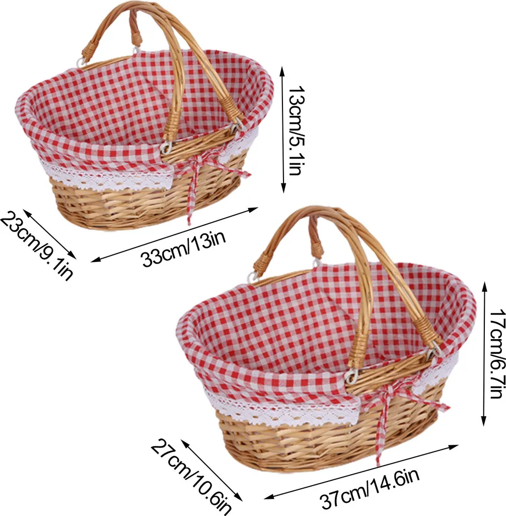Panier osier brun naturel tressé portable avec double compartiment