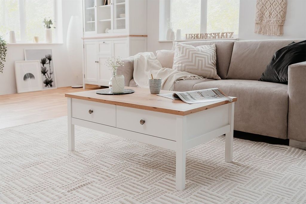 Finori Couchtisch Bergen 56A Weiß und Handwerkliche Eiche Produktbild 8