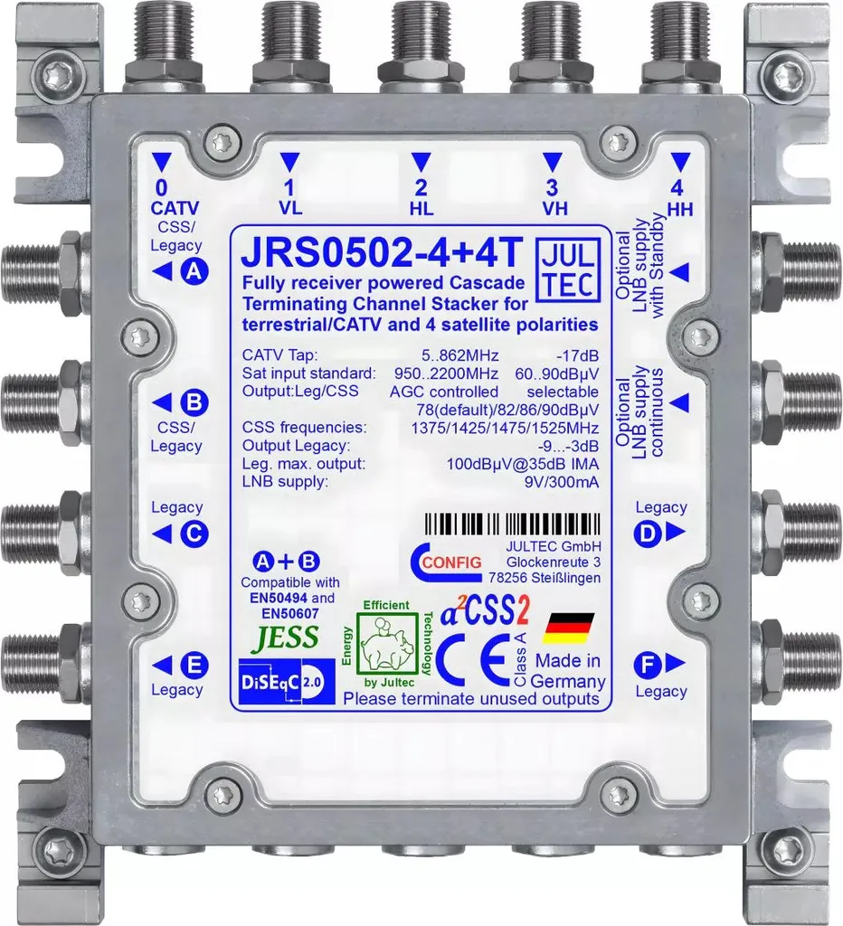 Jultec JRS0502-4+4T5 switch monocâble pour 2 décodeurs 4K sans alim