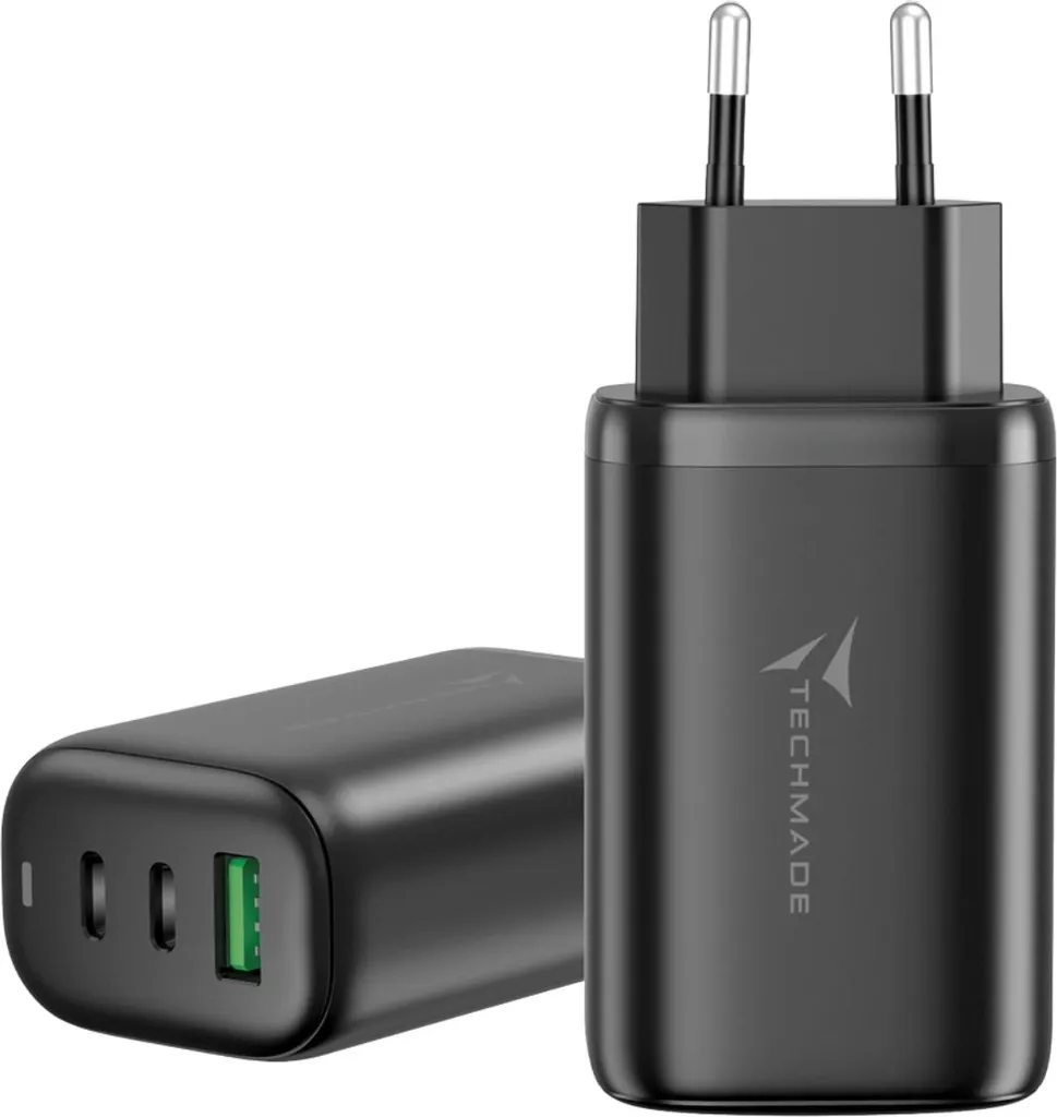Chargeur Secteur Universel 65W USB-C et USB-A Techmade Noir Multitâche