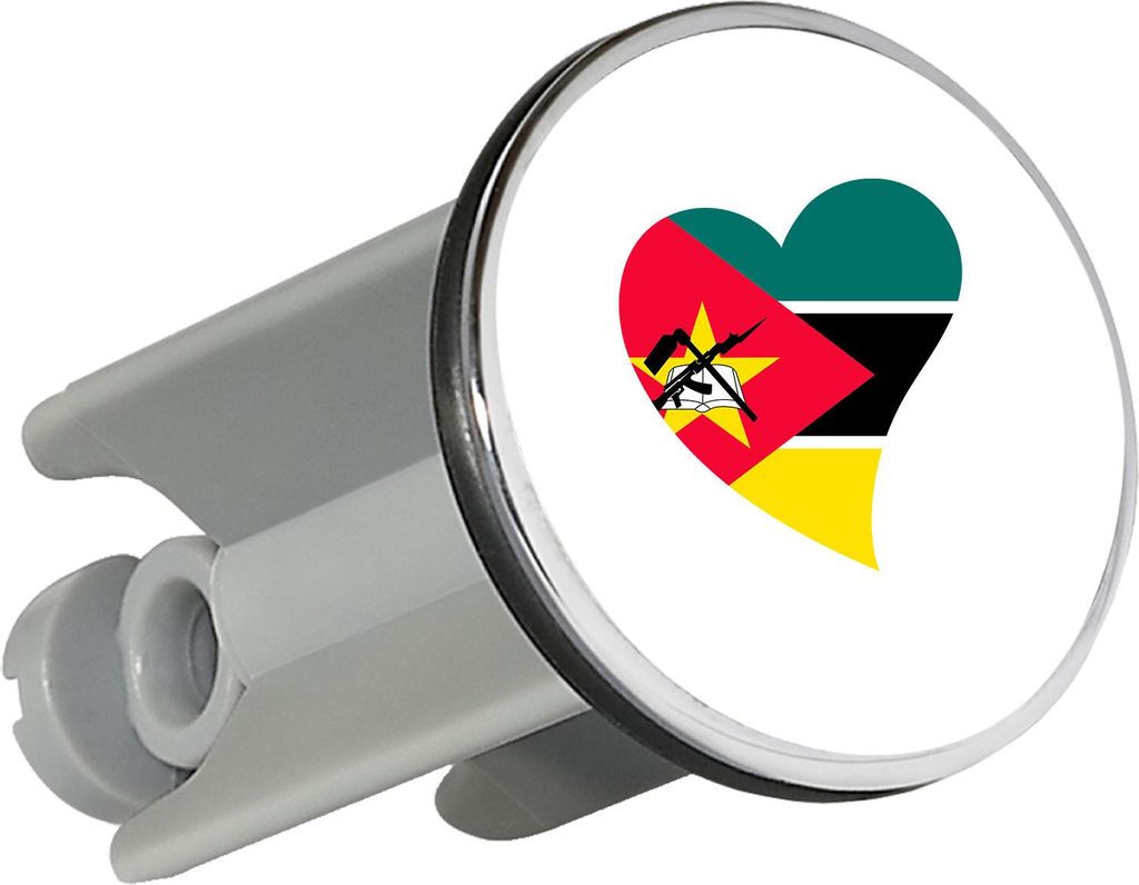 Huuraa Waschbeckenstöpsel Mosambik Flagge Herz 4cm höhenverstellbar Abflussstopfen Geschenkidee