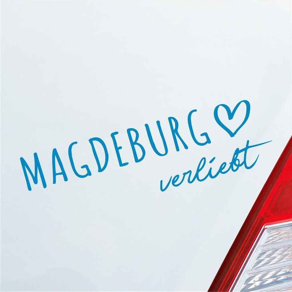 Auto Aufkleber Magdeburg verliebt Herz Stadt Heimat Liebe Car 19x6 cm Hellblau Sticker Heckscheibenaufkleber