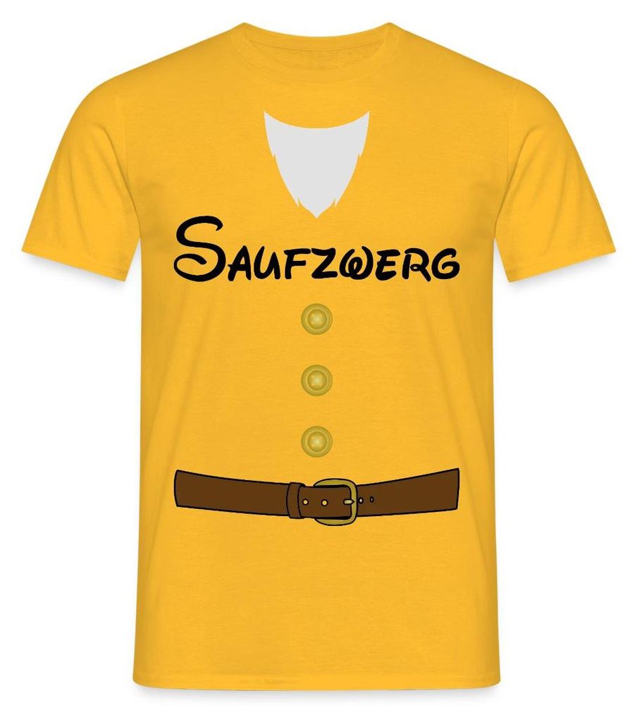 Spreadshirt Saufzwerg Sieben Zwerge Karneval-Kostüm für Erwachsene Männer T-Shirt, M, Gelb