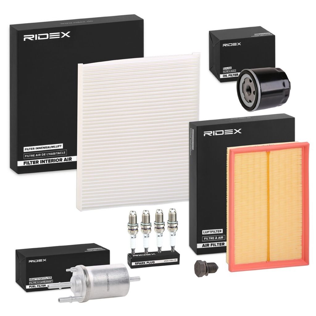 RIDEX Inspektionspaket Filterset für VW POLO (9N) für SKODA Fabia I Combi (6Y5) FABIA (6Y2) FABIA Stufenheck (6Y3) für SEAT Ibiza III Schräghec...