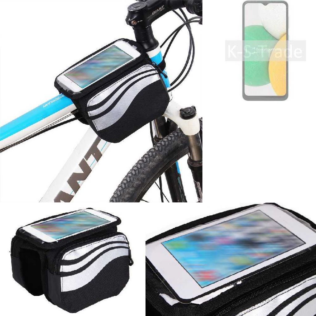 K-S-Trade Rahmentasche Fahrrad-Halterung kompatibel mit Samsung Galaxy A04 Core Rahmenhalterung Fahrrad Handyhalterung Fahrradtasche Handy Smartphone