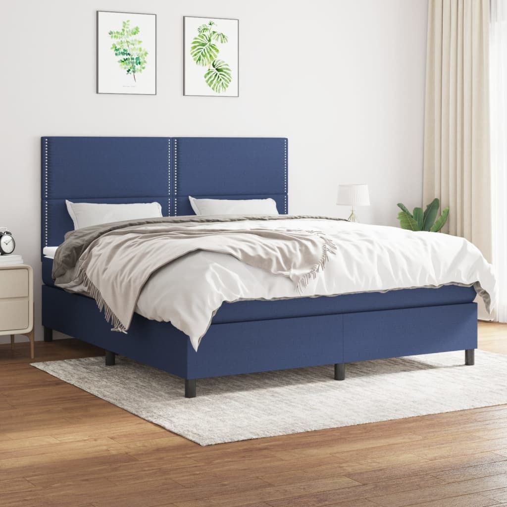 Maison Exclusive - Boxspringbett mit Matratze Blau 180x200 cm Stoff
