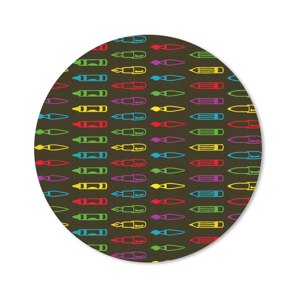 MuchoWow Mauspad Mousepad Bleistifte - Muster - Bleistift - Regenbogen 20x20 cm - Mousepads - Maus Mat - Pad - Mausunterlage - Schreibtischmatte